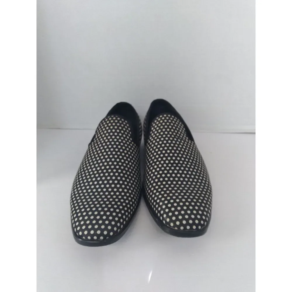 Stylish‎ Black and White Polka Dot Loafers Slip-On Dress Shoes